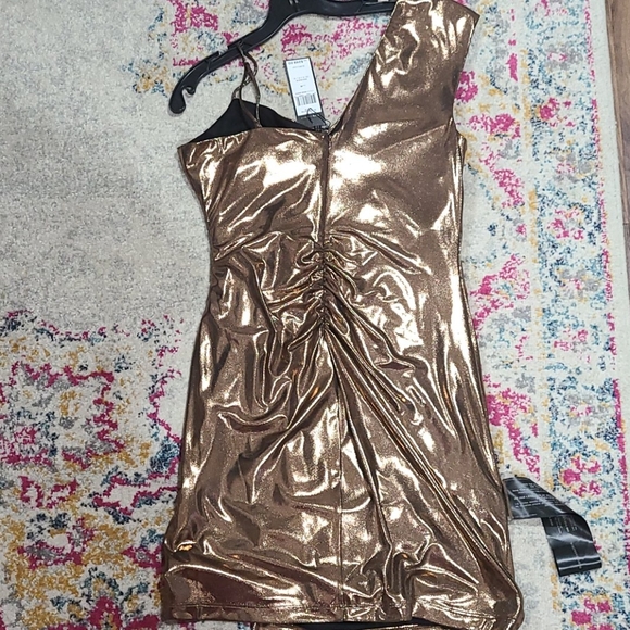 BCBG MAXAZRIA METALLIC COPPER DRESS - Picture 8 of 8